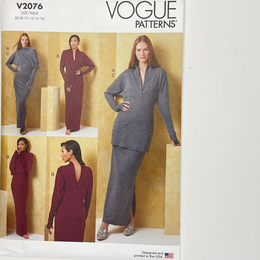 Pattern Misses Sz B5 8-16 Knit Dress Top Skirt Vogue V2076 New/Uncut FF
